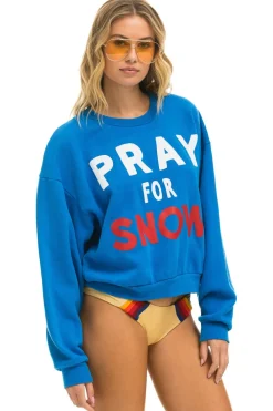 Sweatshirts | Sweatshirts | Aviator Nation PRAY FOR SNOW RELAXED CREW SWEATSHIRT - OCEAN