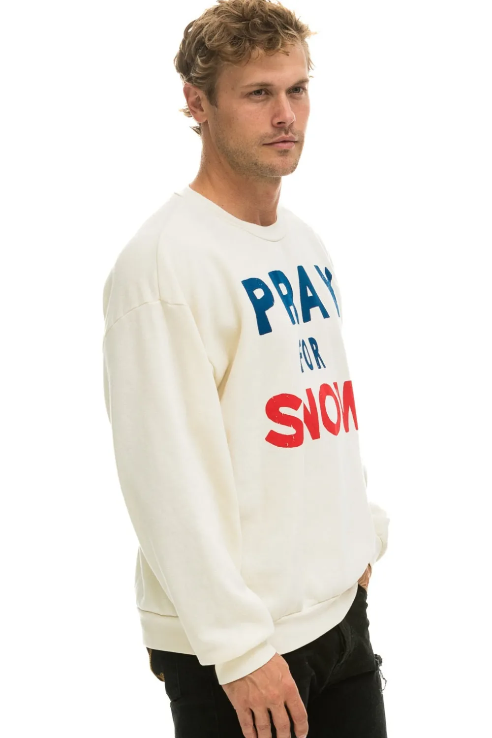 Sweatshirts | Sweatshirts | Aviator Nation PRAY FOR SNOW RELAXED CREW SWEATSHIRT - VINTAGE WHITE VINTAGEWHITE