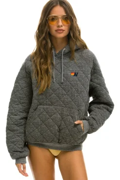 Hoodies | Hoodies | Aviator Nation QUILTED RELAXED PULLOVER HOODIE - HEATHER GREY HEATHERGREY