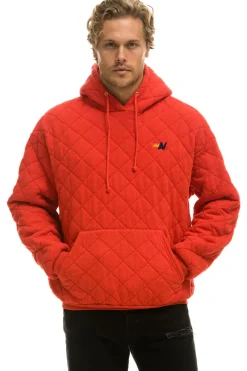 Hoodies | Hoodies | Aviator Nation QUILTED RELAXED PULLOVER HOODIE - RED