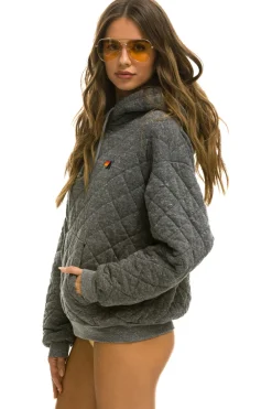 Hoodies | Hoodies | Aviator Nation QUILTED RELAXED PULLOVER HOODIE - HEATHER GREY HEATHERGREY