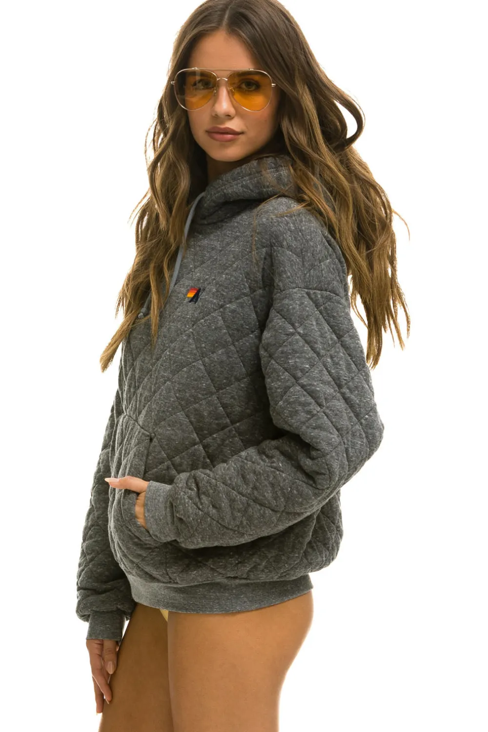 Hoodies | Hoodies | Aviator Nation QUILTED RELAXED PULLOVER HOODIE - HEATHER GREY HEATHERGREY