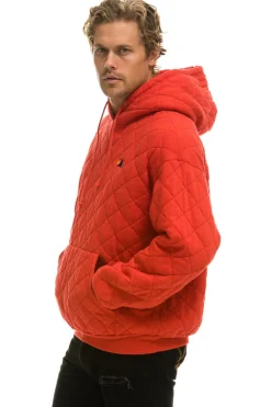 Hoodies | Hoodies | Aviator Nation QUILTED RELAXED PULLOVER HOODIE - RED
