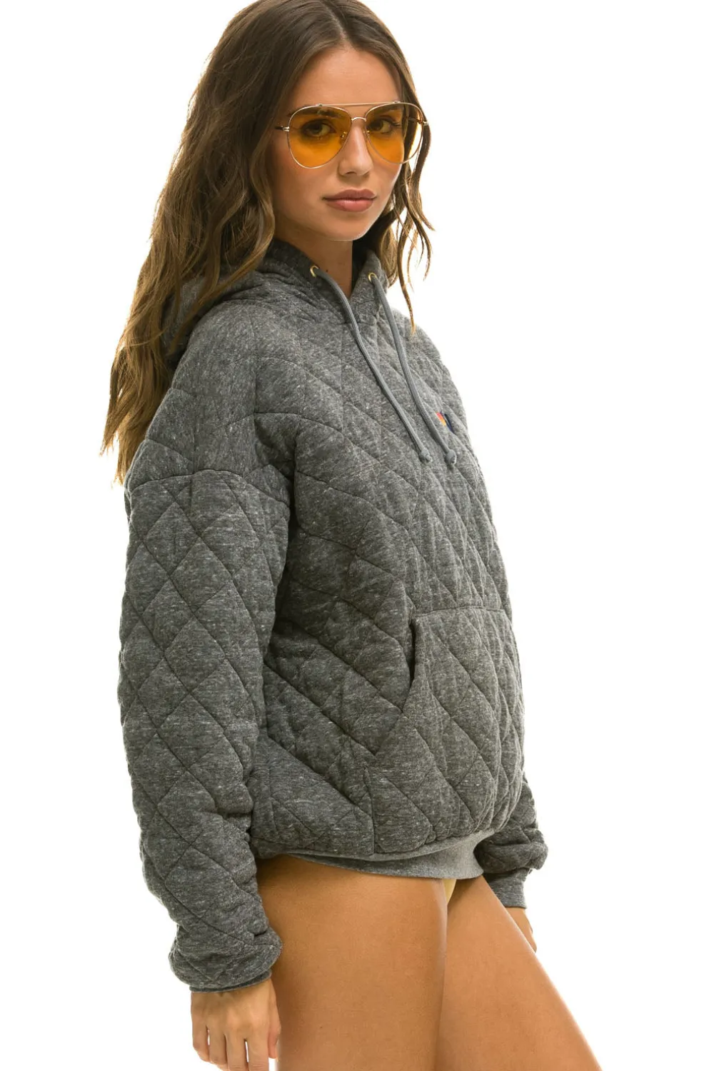 Hoodies | Hoodies | Aviator Nation QUILTED RELAXED PULLOVER HOODIE - HEATHER GREY HEATHERGREY