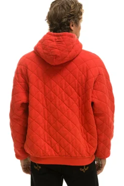 Hoodies | Hoodies | Aviator Nation QUILTED RELAXED PULLOVER HOODIE - RED