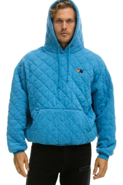 Hoodies | Hoodies | Aviator Nation QUILTED RELAXED PULLOVER HOODIE - OCEAN