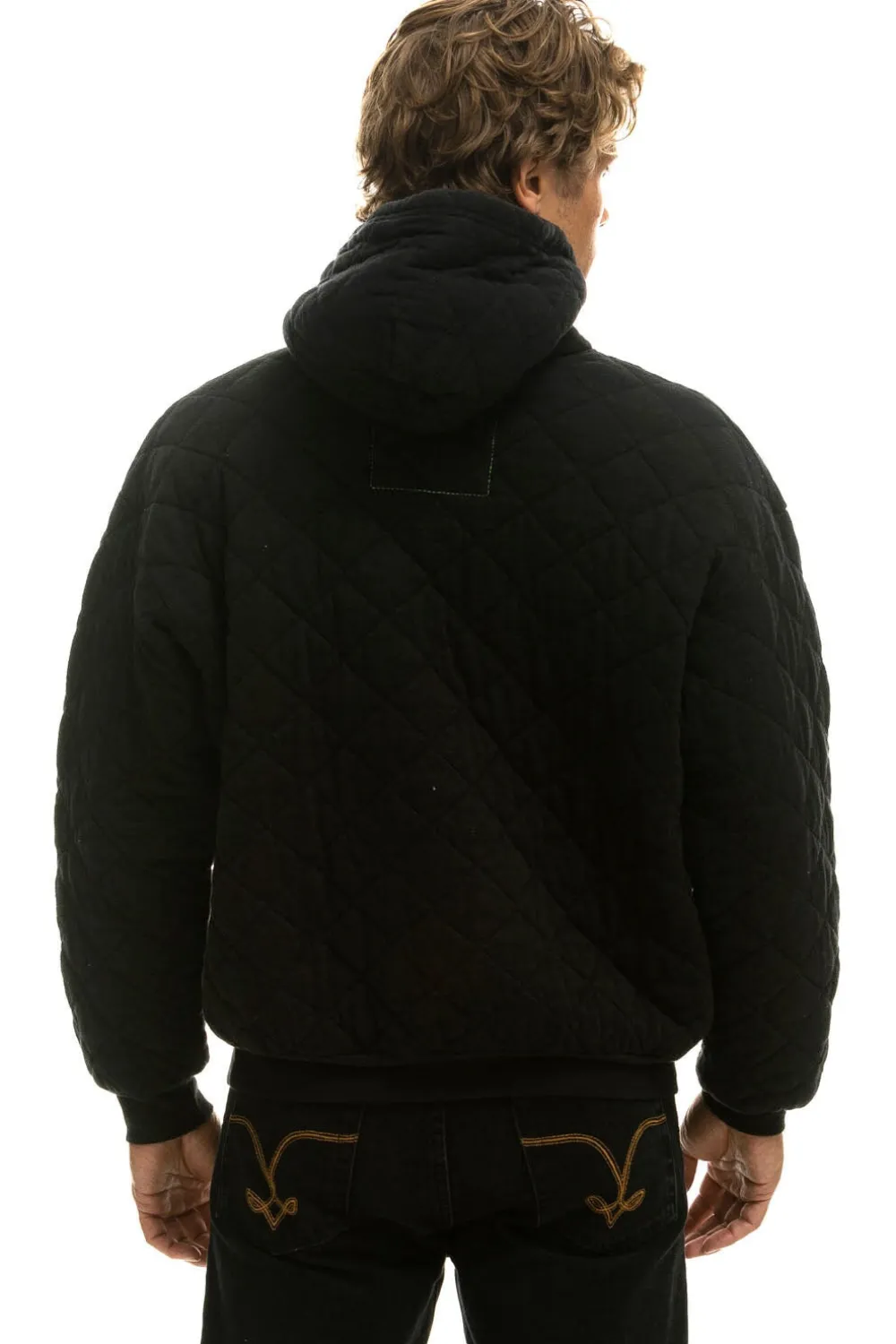 Hoodies | Hoodies | Aviator Nation QUILTED RELAXED PULLOVER HOODIE - BLACK