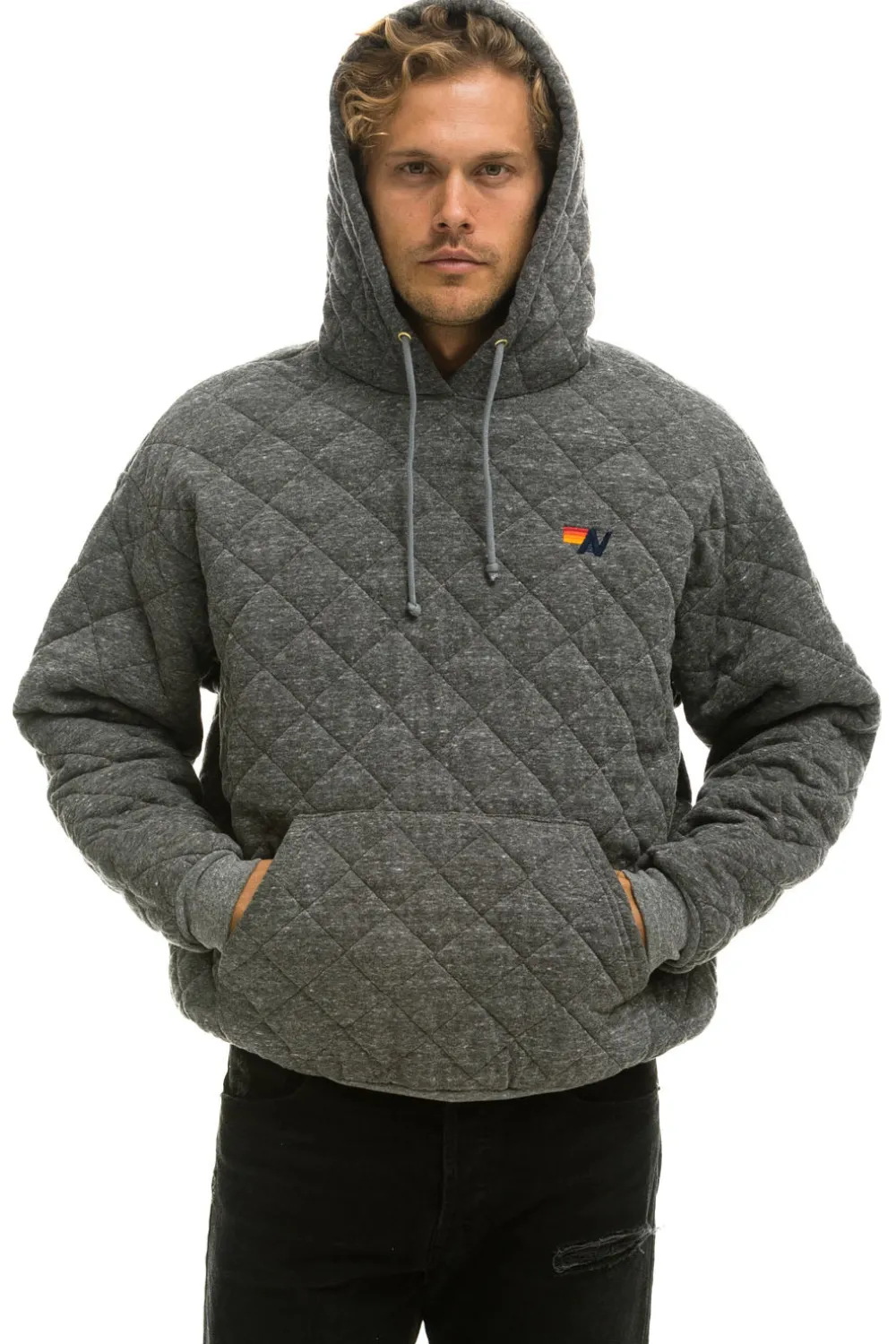 Hoodies | Hoodies | Aviator Nation QUILTED RELAXED PULLOVER HOODIE - HEATHER GREY HEATHERGREY