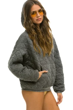 Hoodies | Hoodies | Aviator Nation QUILTED RELAXED PULLOVER HOODIE - HEATHER GREY HEATHERGREY
