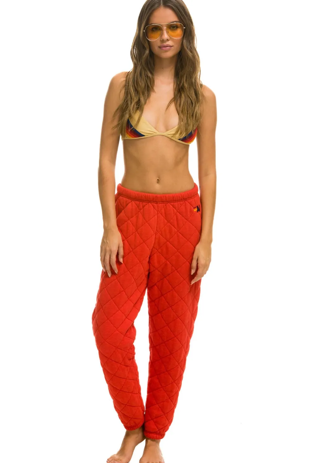 Sweatpants | Aviator Nation QUILTED SWEATPANTS - RED