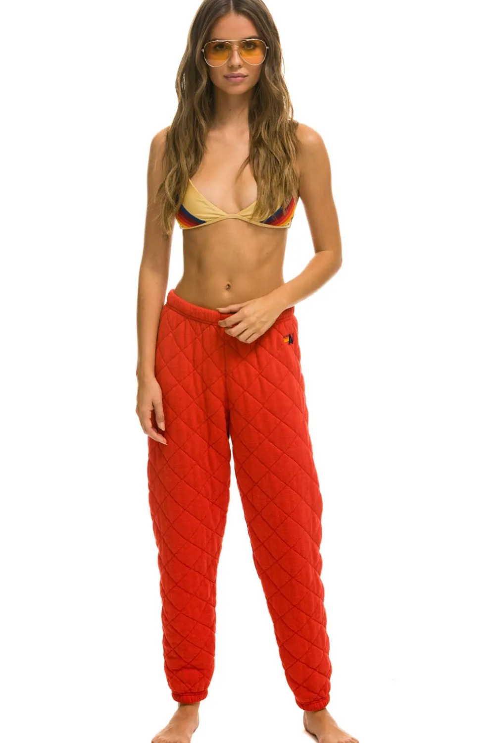 Sweatpants | Aviator Nation QUILTED SWEATPANTS - RED