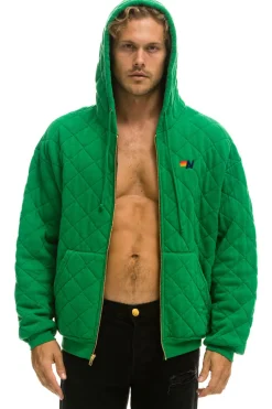 Hoodies | Hoodies | Aviator Nation QUILTED ZIP HOODIE RELAXED - KELLY GREEN KELLYGREEN