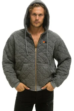 Hoodies | Hoodies | Aviator Nation QUILTED ZIP HOODIE RELAXED - HEATHER GREY HEATHERGREY