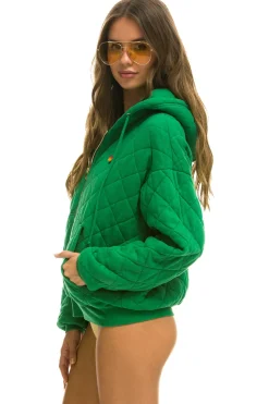 Hoodies | Hoodies | Aviator Nation QUILTED ZIP HOODIE RELAXED - KELLY GREEN KELLYGREEN