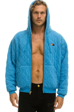 Hoodies | Hoodies | Aviator Nation QUILTED ZIP HOODIE RELAXED - OCEAN