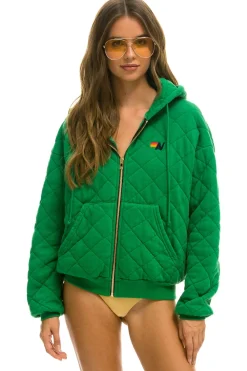 Hoodies | Hoodies | Aviator Nation QUILTED ZIP HOODIE RELAXED - KELLY GREEN KELLYGREEN