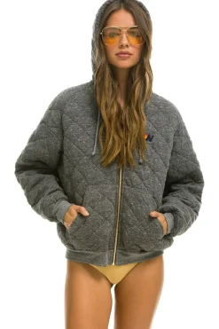 Hoodies | Hoodies | Aviator Nation QUILTED ZIP HOODIE RELAXED - HEATHER GREY HEATHERGREY