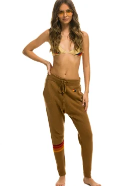 Sweatpants | Aviator Nation RAINBOW 4 STRIPE CASHMERE RELAXED FIT PANT - BUTTERSCOTCH