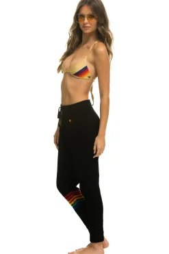 Sweatpants | Aviator Nation RAINBOW 6 STRIPE CASHMERE RELAXED FIT PANT - BLACK