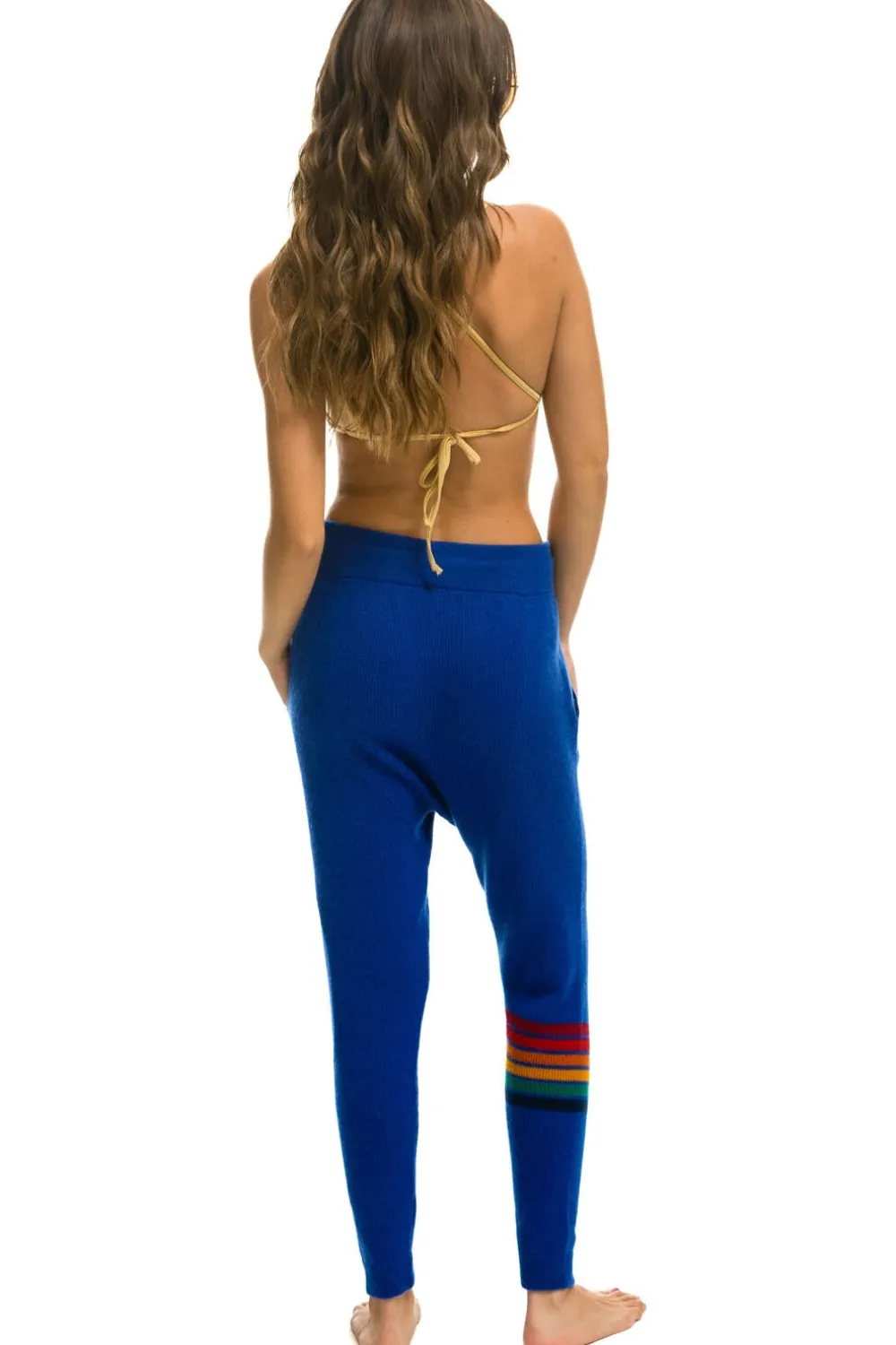 Sweatpants | Aviator Nation RAINBOW 6 STRIPE CASHMERE RELAXED FIT PANT - LAPIS