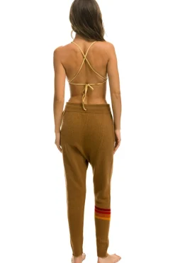 Sweatpants | Aviator Nation RAINBOW 4 STRIPE CASHMERE RELAXED FIT PANT - BUTTERSCOTCH