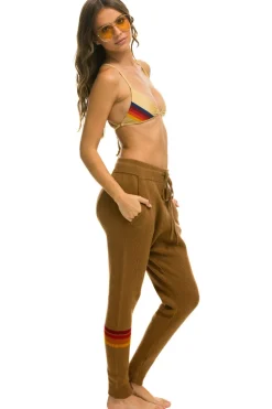 Sweatpants | Aviator Nation RAINBOW 4 STRIPE CASHMERE RELAXED FIT PANT - BUTTERSCOTCH