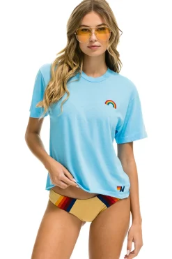 Boyfriend Tees | Tees | Aviator Nation RAINBOW EMBROIDERY BOYFRIEND TEE - SKY