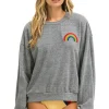 Sweatshirts | Sweatshirts | Aviator Nation RAINBOW EMBROIDERY RELAXED CREW SWEATSHIRT - HEATHER
