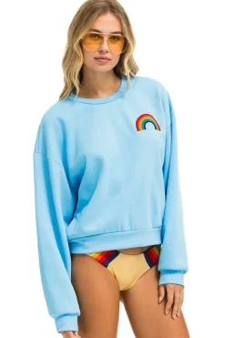 Sweatshirts | Sweatshirts | Aviator Nation RAINBOW EMBROIDERY RELAXED CREW SWEATSHIRT - SKY