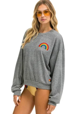 Sweatshirts | Sweatshirts | Aviator Nation RAINBOW EMBROIDERY RELAXED CREW SWEATSHIRT - HEATHER