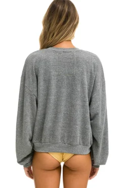 Sweatshirts | Sweatshirts | Aviator Nation RAINBOW EMBROIDERY RELAXED CREW SWEATSHIRT - HEATHER