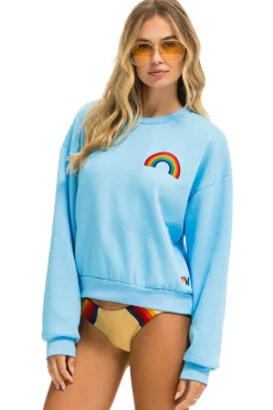 Sweatshirts | Sweatshirts | Aviator Nation RAINBOW EMBROIDERY RELAXED CREW SWEATSHIRT - SKY