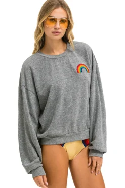 Sweatshirts | Sweatshirts | Aviator Nation RAINBOW EMBROIDERY RELAXED CREW SWEATSHIRT - HEATHER