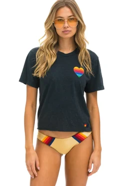 Boyfriend Tees | Tees | Aviator Nation RAINBOW HEART STITCH BOYFRIEND TEE - CHARCOAL