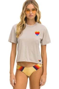 Boyfriend Tees | Tees | Aviator Nation RAINBOW HEART STITCH BOYFRIEND TEE - SAND
