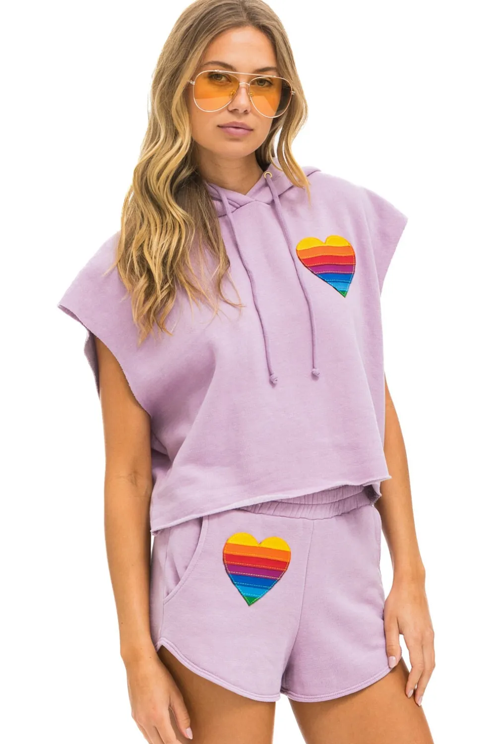 Shorts | Aviator Nation RAINBOW HEART STITCH LOUNGER SHORT - MAUVE