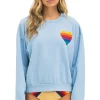 Sweatshirts | Sweatshirts | Aviator Nation RAINBOW HEART STITCH RELAXED CREW SWEATSHIRT - ICE