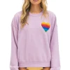 Sweatshirts | Sweatshirts | Aviator Nation RAINBOW HEART STITCH RELAXED CREW SWEATSHIRT - MAUVE