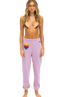 Sweatpants | Aviator Nation RAINBOW HEART STITCH SWEATPANTS - MAUVE