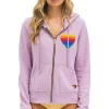 Hoodies | Hoodies | Aviator Nation RAINBOW HEART STITCH ZIP HOODIE - MAUVE