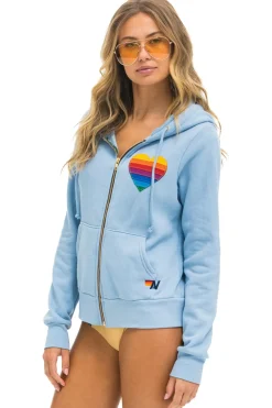 Hoodies | Hoodies | Aviator Nation RAINBOW HEART STITCH ZIP HOODIE - ICE