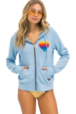 Hoodies | Hoodies | Aviator Nation RAINBOW HEART STITCH ZIP HOODIE - ICE
