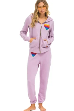 Hoodies | Hoodies | Aviator Nation RAINBOW HEART STITCH ZIP HOODIE - MAUVE
