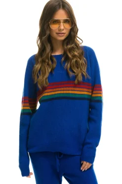 Sweatshirts | Aviator Nation RAINBOW STRIPE 6 UNISEX CASHMERE SWEATER- LAPIS LAPISSweatshirtAviatorNation
