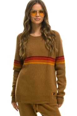 Sweatshirts | Aviator Nation RAINBOW STRIPE 4 UNISEX CASHMERE SWEATER - BUTTERSCOTCH
