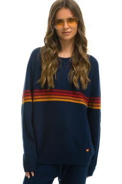 Sweatshirts | Aviator Nation RAINBOW STRIPE 4 UNISEX CASHMERE SWEATER - MIDNIGHT