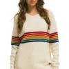 Sweatshirts | Aviator Nation RAINBOW STRIPE 6 UNISEX CASHMERE SWEATER- VINTAGE WHITE VINTAGEWHITESweatshirtAviatorNation