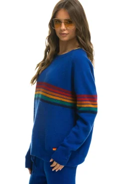 Sweatshirts | Aviator Nation RAINBOW STRIPE 6 UNISEX CASHMERE SWEATER- LAPIS LAPISSweatshirtAviatorNation
