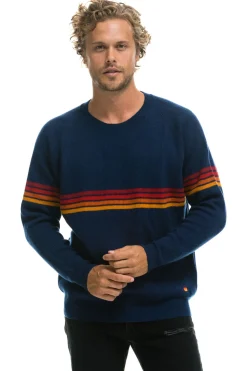 Sweatshirts | Aviator Nation RAINBOW STRIPE 4 UNISEX CASHMERE SWEATER - MIDNIGHT