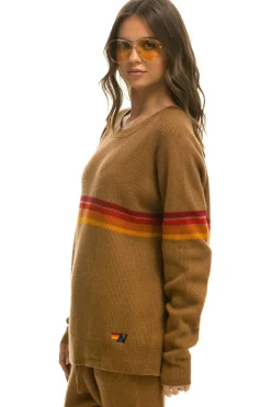Sweatshirts | Aviator Nation RAINBOW STRIPE 4 UNISEX CASHMERE SWEATER - BUTTERSCOTCH